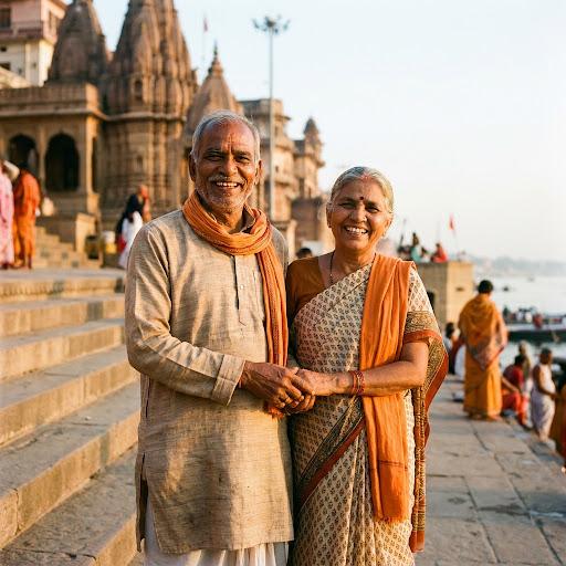 A family enjoying a Tirth pilgrimage